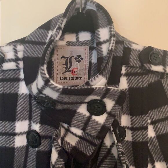 Women’s Black & White School Girl Plaid Love Culture Jacket Size Small - Picture 5 of 6